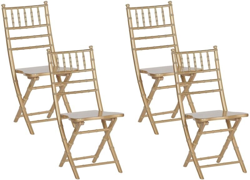 Esszimmerstuhl 4er Set klappbar MACHIAS Buchenholz Gold