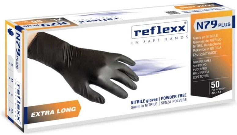 Eurostore07 - Reflexx N79P Nitrilhandschuhe ohne Puder, 100 % latexfrei, 7,7 g, Kat.3, 50 Stück, l