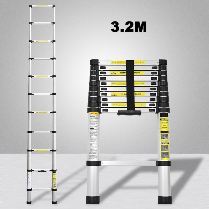 Swanew Teleskopleiter Alu 3.2m Stehleiter Mehrzweckleiter Alu Anlegeleiter Multifunktionsleiter Ausziehleiter