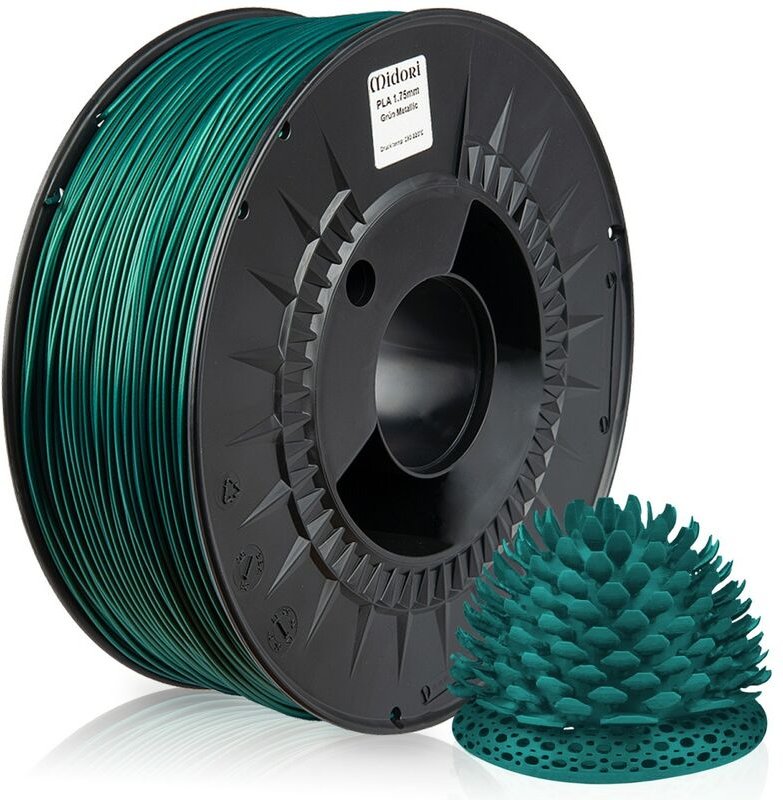 5 x Midori 3D Drucker 1,75mm pla Filament 1kg Spule Rolle Premium Grün Metallic