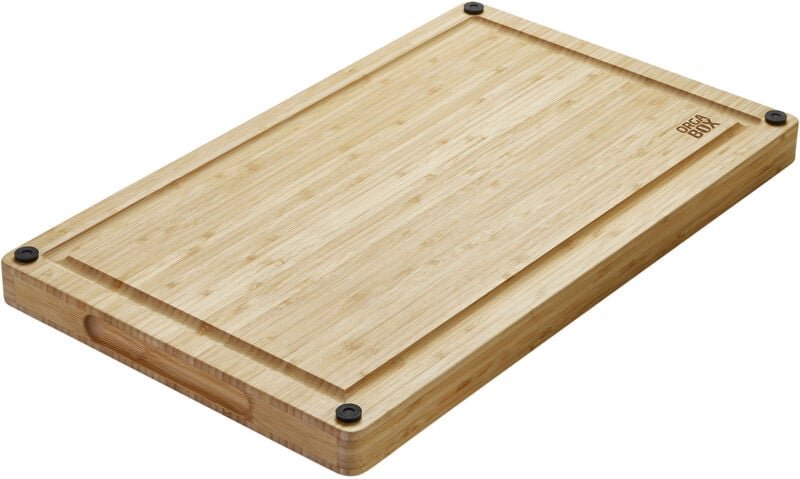 Thumbnail - Schneidebrett aus 100% Bambus massives Schneidebrett Küchenbrett antibakteriell und rutschfest mit Griffmulde und Saftri...