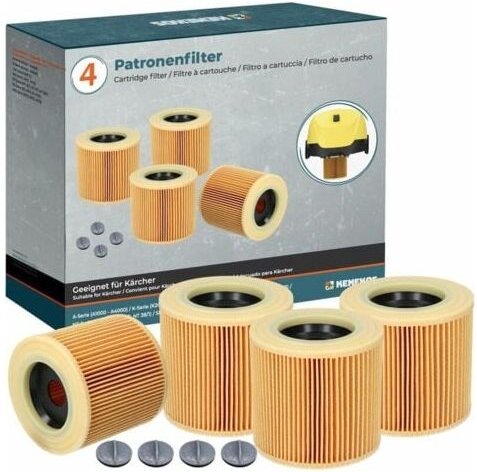 Set mit 4 Filtern für Anwärter Kärcher WD2, WD3, MV3, a, Serie k, se 4001, se 4002, wie Filter in Kartusche 6.414-552.0,...