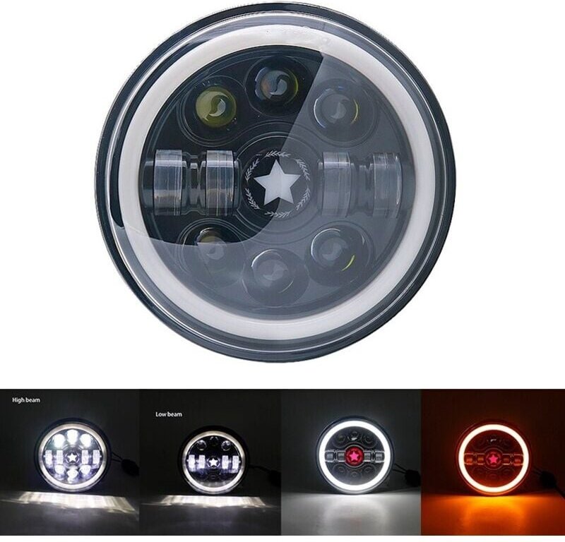 Frontleuchte 7"" Full LED Star 1 Stk. 12V Harley, Jeep, Land Rover, Hummer, Lada