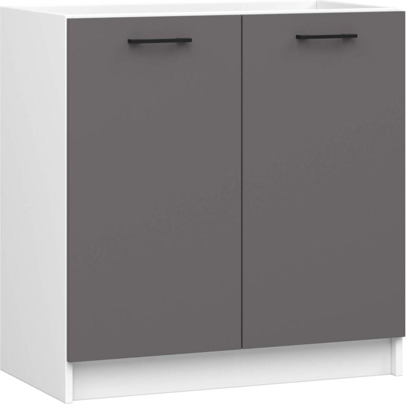 Thumbnail - Küchenschrank Akord oliwia modular S80 Unterschrank für Küchenspüle Weiß 80 cm 2 Türen Regal Front Graphitgrau B80 x H82...