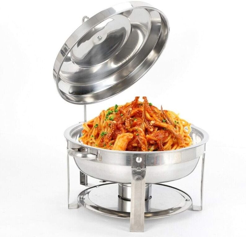 Thumbnail - 7.5 l Edelstahl Chafing Dish Rund Speisenwärmer Wärmebehälter Suppenwärmer, Chafing Dish Profi Set für Catering, Buffet ...