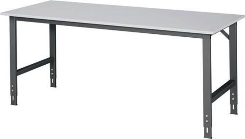 Werktisch Tom B2000xT800xH760-1080mm Arbeitsplatte Melamin Gestell anthrazitg RAU