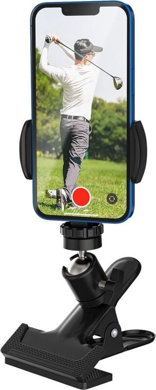 Golf Handyhalter Golfschwungs, Universal Golf Smartphone Halter 360° Drehbar Golf Handy Clip Halter Golf Swing Analyzer ...