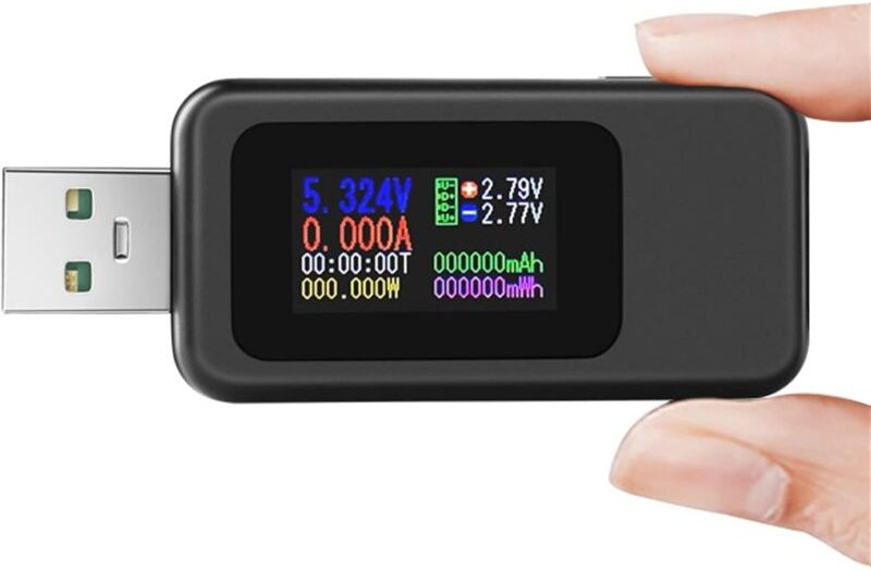 Digitaler USB-Tester mit Farbdisplay – USB-Spannungstester – Stromtester – USB-Leistungstester – Batteriekapazitätsteste...