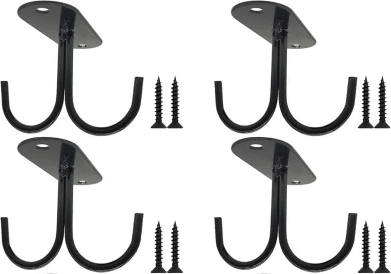 Lntyq - 4 Stück hängender Getränkehalter, schwarzer Kaffeetassenhalter aus Metall, 2 Haken, zum Aufbewahren und Aufhänge...