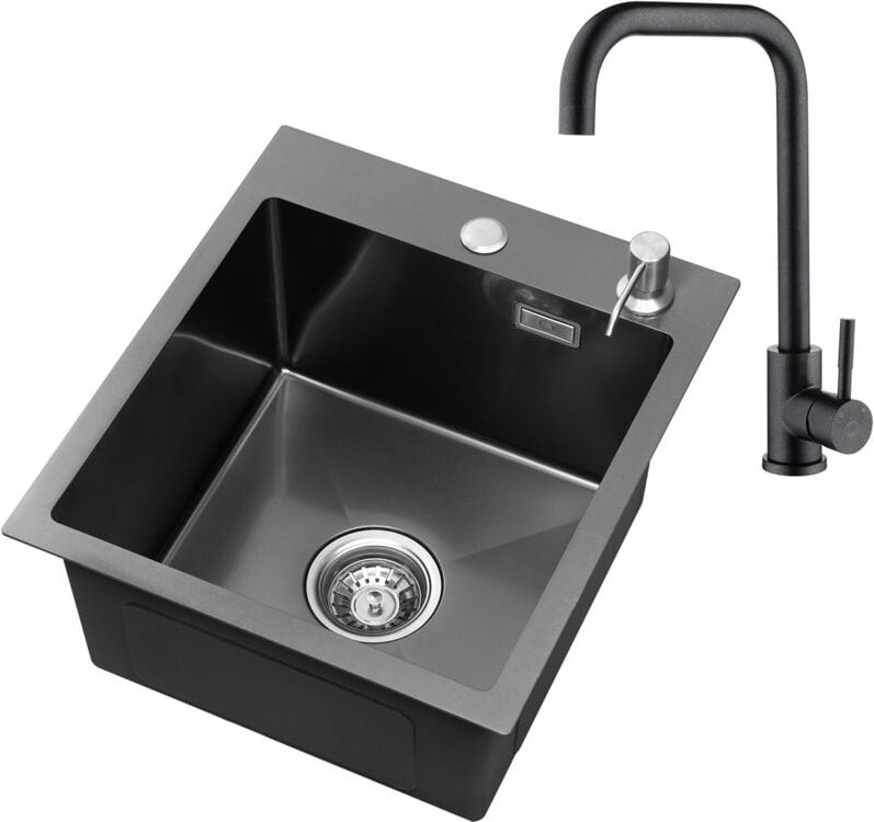 Cecipa - Spülbecken 4045 cm ab 40er Unterschrank Küchenspüle mit Über- und Ablaufgarnitur Ohne Seifenspender, Edelstahl ...