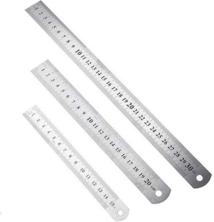 Ulisem - 3-teiliges Edelstahl-Lineal, doppelseitiges Edelstahl-Messlineal, verschiedene Größen, robustes Präzisions-Edel...