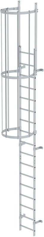 Munk - Günzburger Steigtechnik einzügige Steigleiter mit Rückenschutz (Bau) Aluminium eloxiert 5,96 m - 500100