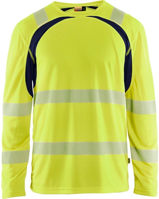 Arbeits-T-Shirt mit langen Ärmeln, Hochsichtbarkeit 3599 - Gelb/Navy XXXL