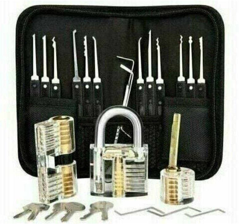 Professionelles Lockpicking-Kit, 26 Passwort-Signatur-Kits mit 3 transparenten Vorhängeschloss-Picking-Kits für Profis