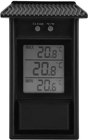 Csparkv - Schwarzes digitales Thermometer für den Innen- und Außenbereich, wasserdichtes kabelloses Außenwandthermometer...