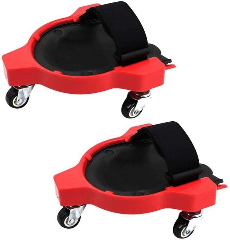 XVX - Confezione da 2 ginocchiere flessibili con ruote per giardino, cantiere, rosse