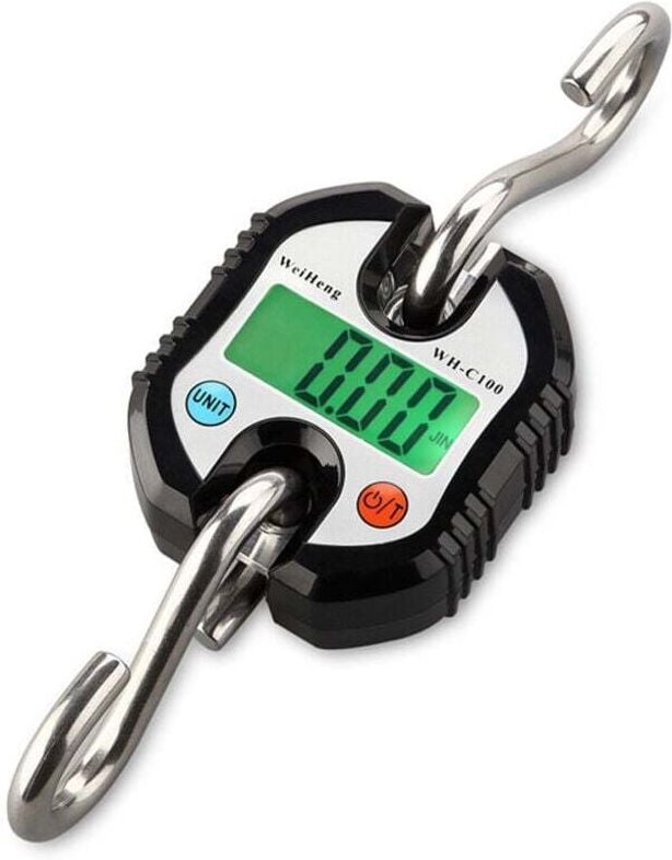 Ahlsen - Gepäckwaage, tragbare Mini-Digital-Kofferwaage mit LED-Hintergrundbeleuchtung und Edelstahlhaken, digitale Häng...