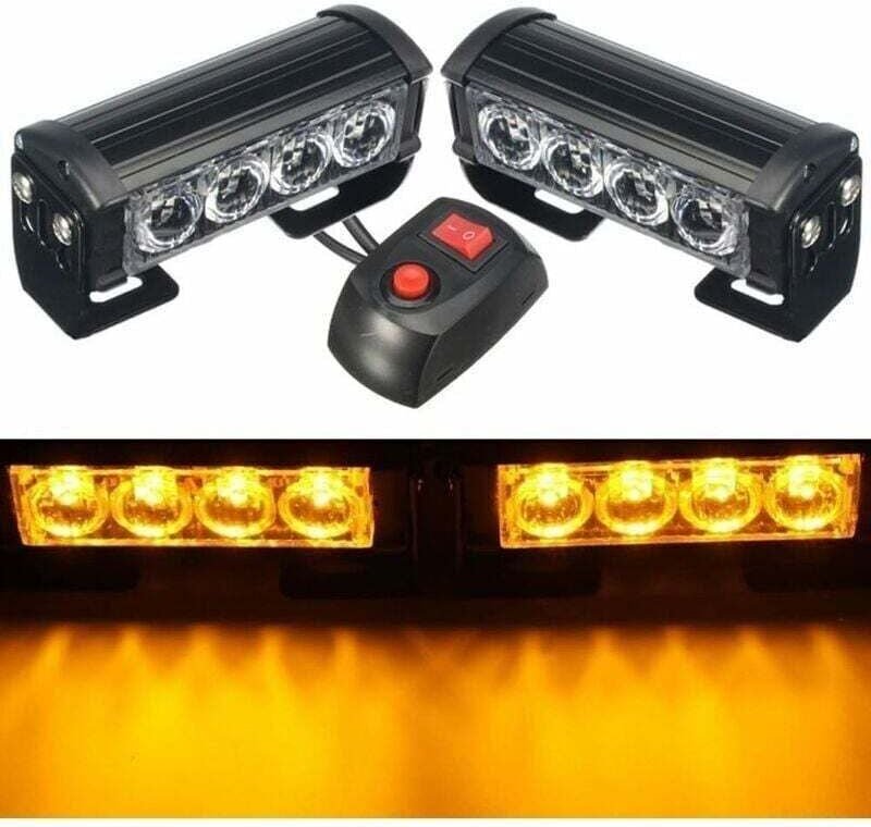 YMYNY Blitzlichter, 2 Stück, 8 LEDs, Notfall-Blitzlichter, Notfall-Blinklichter, 12 V, universell für Auto-LKW-Anhänger ...