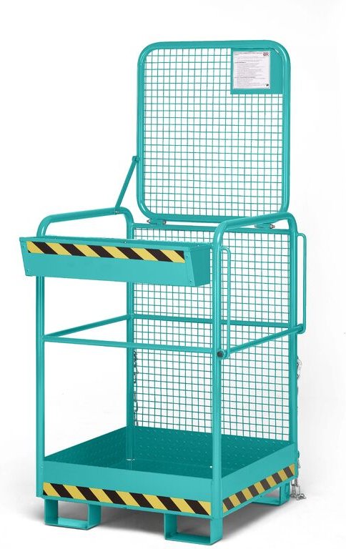 R+R Industrietechnik Arbeitskorb Typ RAK-ONE 800x800x1900mm RAL5018 Türkisblau