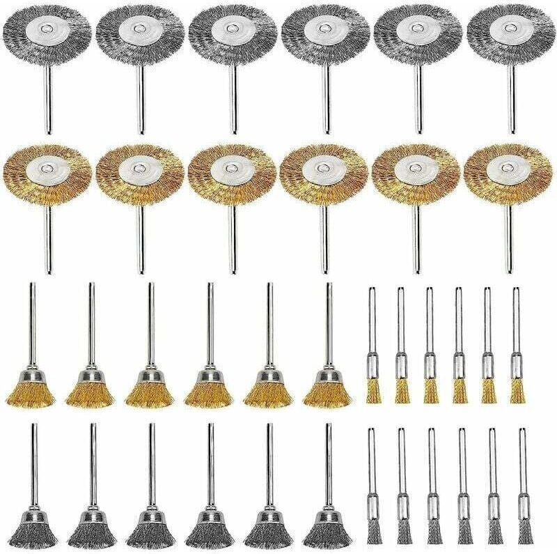 36-teilige Drahtbürste für Bohrmaschine, Drahtbürste, Kreisschleifer, Messingbohrer, Stahldraht-Radreinigungsbürsten zum...
