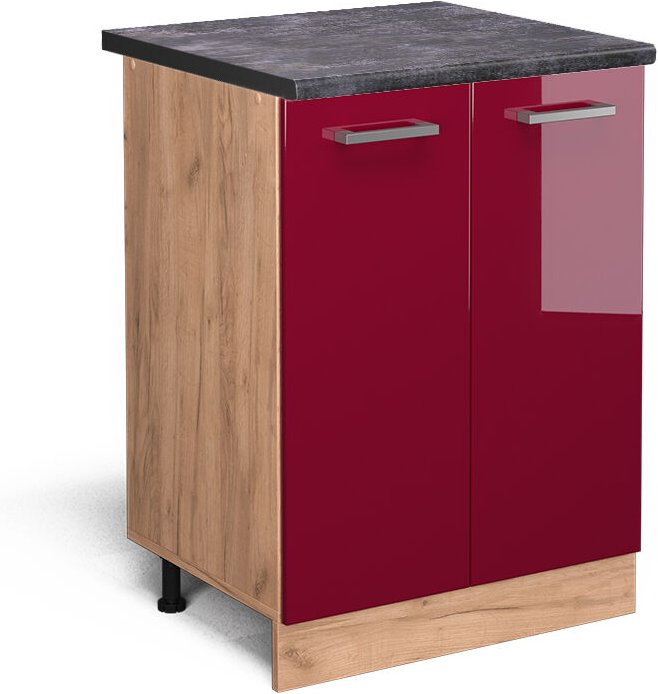 Vicco - Küchenunterschrank R-Line, Bordeaux Hochglanz, 60 cm , ap Anthrazit