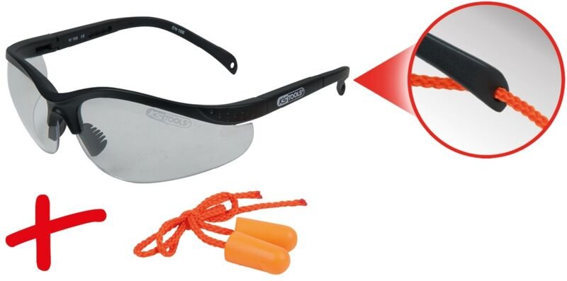 Schutzbrille-transparent, mit Ohrstöpsel