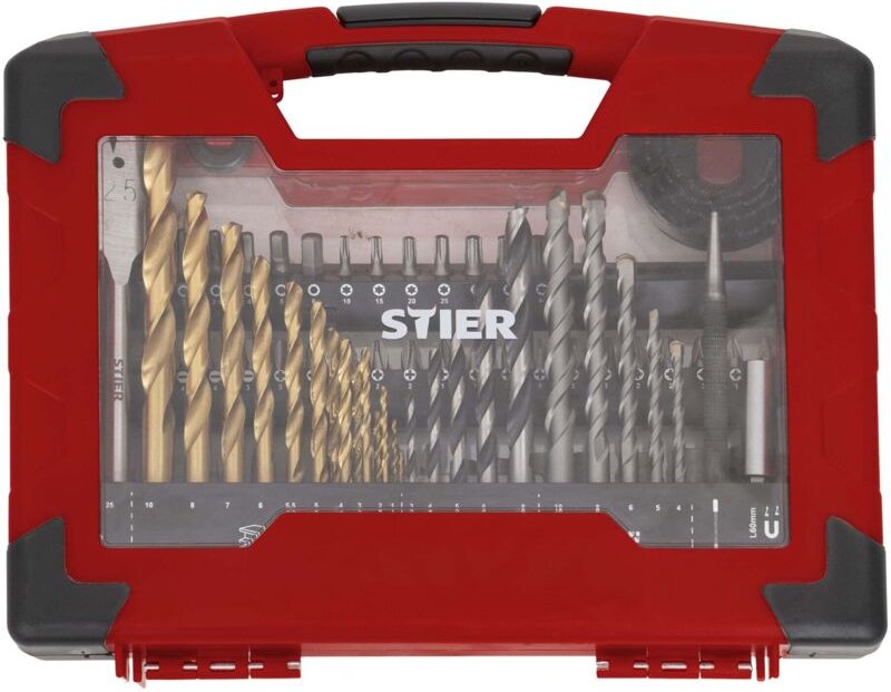 TiN-Bohrer-Set, Säge-Set und Bit-Set, 100-teilig, Titaniumnitrid, Holzbohrer, Metallbohrer und Steinbohrer, vielseitiges...