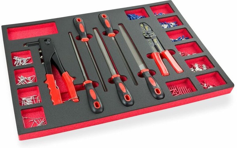 Werkzeugeinlage Elektro- Feilen- und Nietensatz 227 tlg. für Werkstattwagen Werkbank