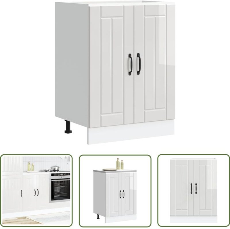 The Living Store - vidaXL Spülenunterschrank Lucca Hochglanz-Weiß Holzwerkstoff