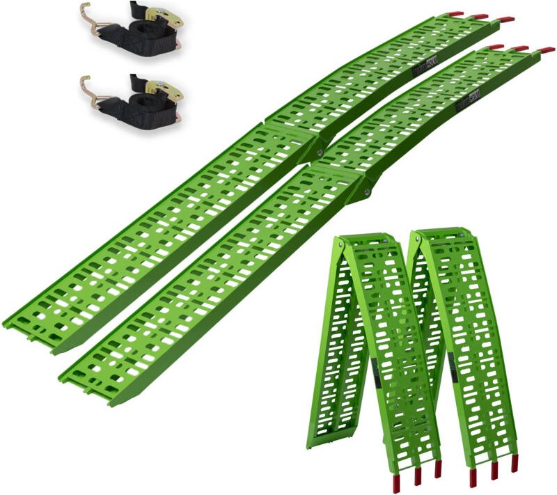 Baumarktplus - trutzholm 2 x Auffahrrampe klappbar 228 cm Traglast 680 kg Alu grün gelocht Rampen Motorradrampen