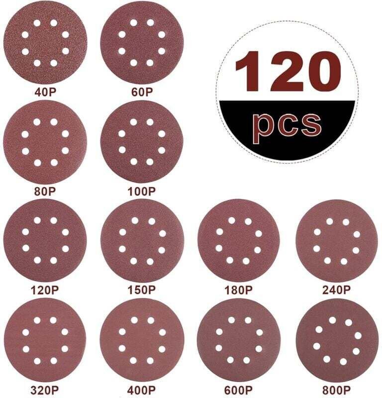 Thumbnail - 120 x Schleifscheiben, 125 mm, Schleifscheiben für Kreisschleifer, Schleifpapier, Körnung 40/60/80/100/120/150/180/240/3...