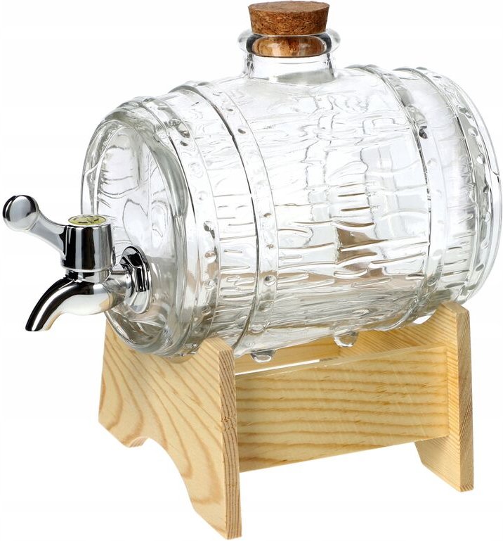 Fass mit Hahn, fassförmiger Getränkespender aus Glas 1L - Kadax