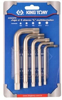 KING TONY 20505PR01 Spline L - Satz de Schraubenschlüssel, Standardarm, Größe M5 - M12, 5 Stück, Pack de 6