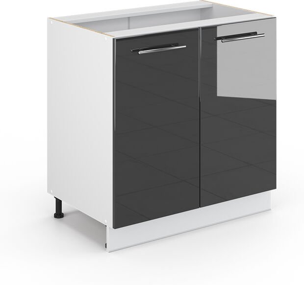 Küchenschränke Fame-Line, Anthrazit Hochglanz, 80 cm mit Regal, ohne Arbeitsplatte Vicco