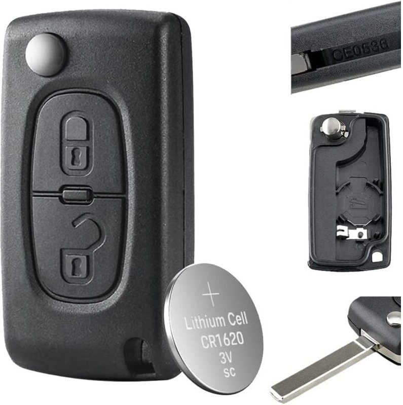 Ersatz-Schlüsselgehäuse mit 2 Tasten, Klappschlüsselgehäuse für Citroen Xsara Peugeot 107 207 307 2BT (0536), VA2-Schlüs...