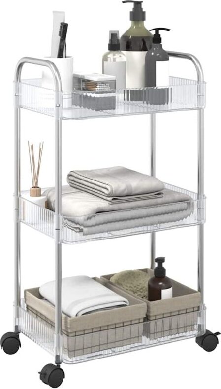 Aufbewahrungswagen 3 Etagen Transparent 37x28x68 cm Acryl Vidaxl