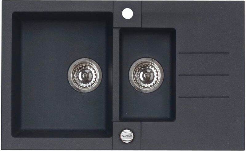 Alveus Rock - Granit-Spüle 78x48 cm, mit Ablaufsystembedienung, carbon 1090955