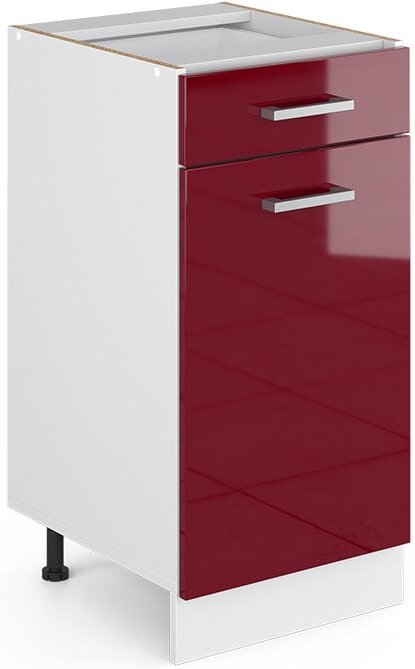 Vicco - Unterschrank R-Line, Bordeaux Hochglanz, 40 cm mit Schublade, ohne Arbeitsplatte