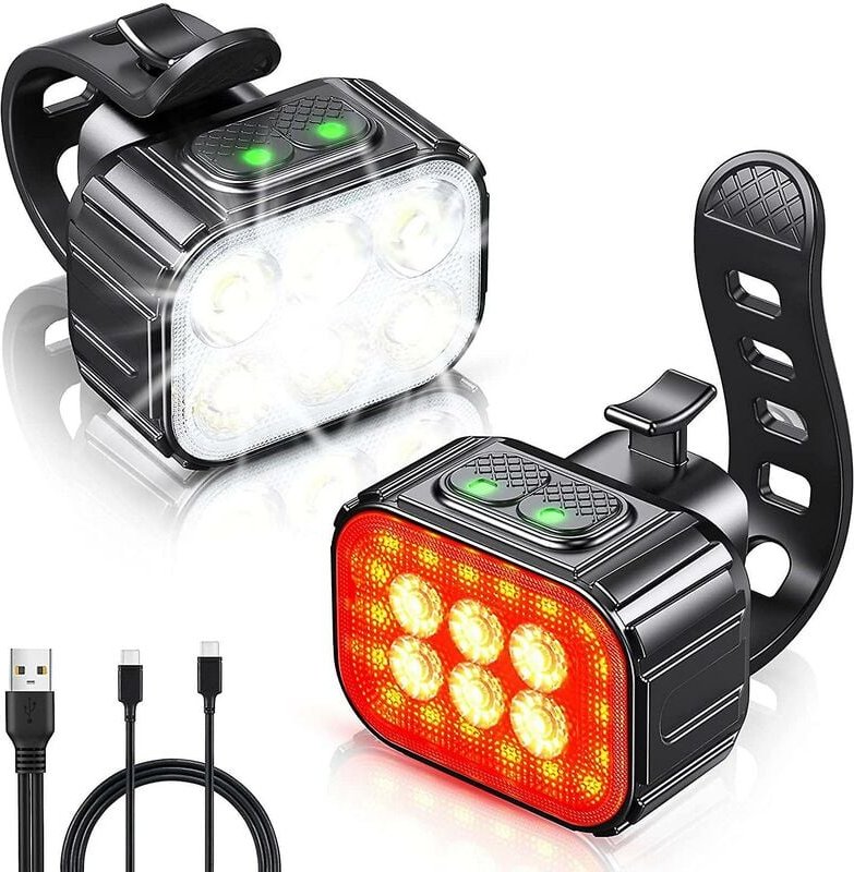 Thumbnail - Woosien - Fahrradlicht-Set, superhell, wiederaufladbares Fahrrad-USB-LED-Licht, Fahrradlicht für Nacht, Fahrrad vorne un...