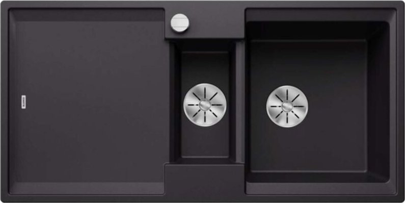Adira - Silgranitspüle, 100x50 cm, mit Ablaufsteuerung und Zubehör, InFino, schwarz 527601 - Blanco