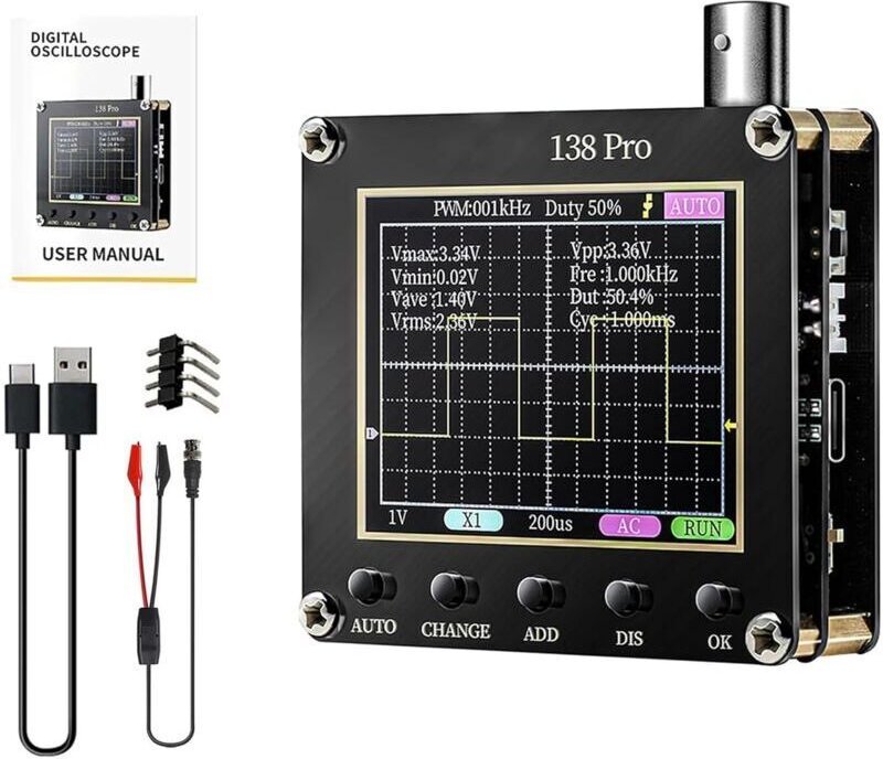 138Pro Handheld-Oszilloskop, 2,4-Zoll-Digitalsignalgenerator, 200 kHz Bandbreite, 2,5 MS/s Abtastrate - KZQ