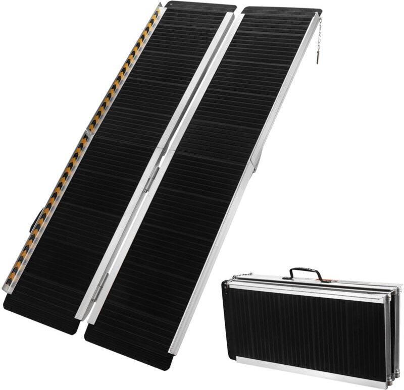 Wiltec - Rollstuhlrampe doppelt faltbar 303cm 270kg, mobile Auffahrschiene mit rutschfester Oberfläche als Rollirampe, A...