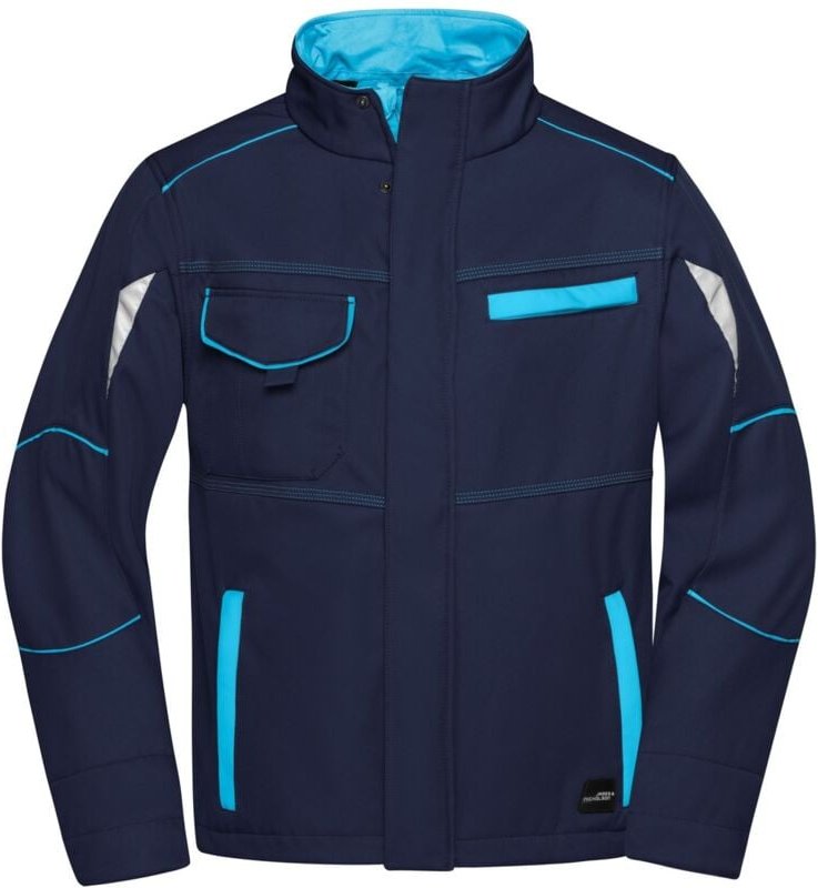 Thumbnail - James&nicholson - Wind- und Wasserfeste Softshelljacke JN851 Gr. 5XL navy/turquoise