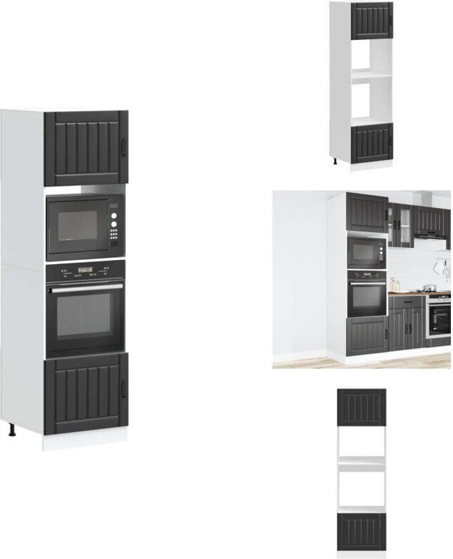 Herdumbauschränke 2 Stk. Kalmar Schwarz Holzwerkstoff - Herdumbauschrank - Herdumbauschränke - Backofenschrank - Kücheno...