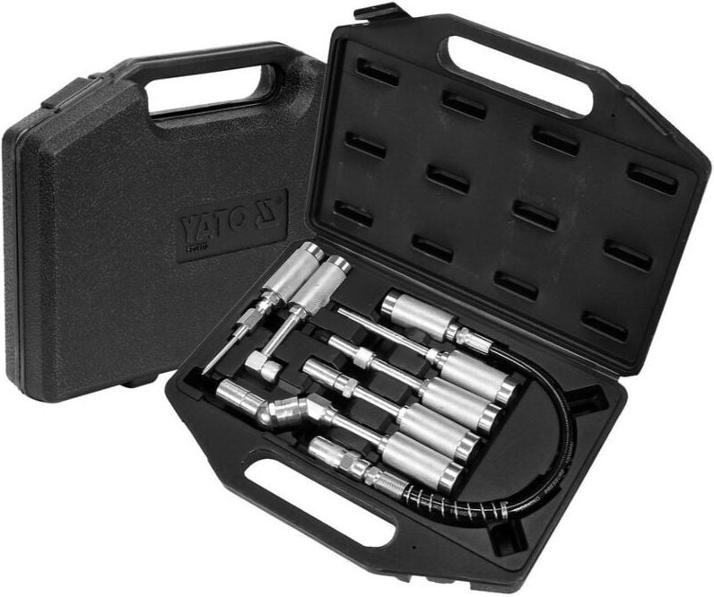 Schmiergeräte Zubehör-Set Fettpresse Zubehör 7tlg Adapter Zubehörsatz für Fettpressen Verlängerung Panzerschlauch Winkel...