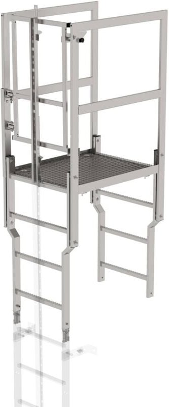 Günzburger Steigtechnik - Attika-Überstieg mit SI-Türe und Steigschutzschiene Edelstahl - 068507