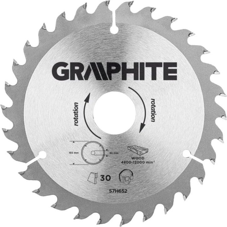 Thumbnail - 165 mm Graphit-Holzschneideblatt, 30 Hartmetallzähne