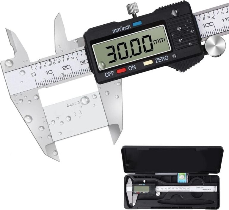Thumbnail - Digitaler Messschieber, klassischer digitaler Messschieber aus Edelstahl, professioneller Messschieber mit großem LCD-Di...