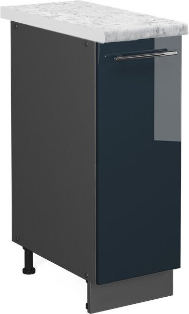 Vicco - Apothekerunterschrank Fame-Line, Dunkelblau Hochglanz, 30 cm , ap Marmor