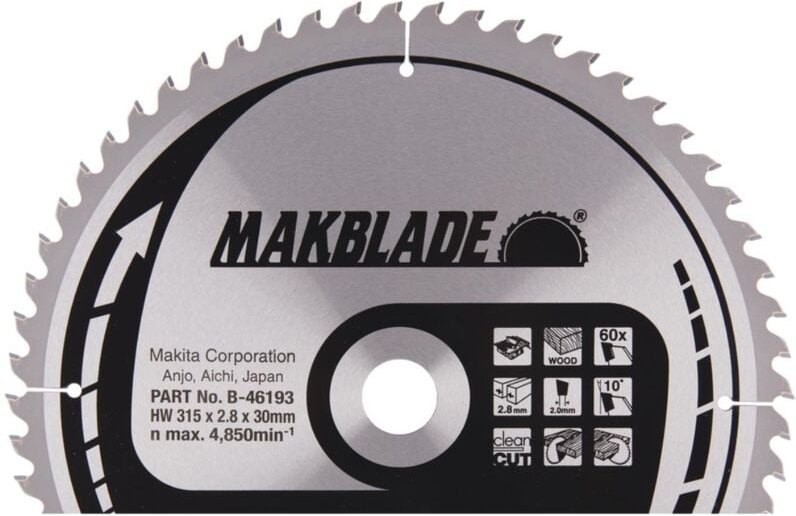 Kreissägeblatt, makblade, tct tct • 315 x 30 mm • 60 Zähne • Holz - Makita